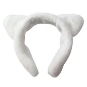 Ozdoby do włosów - Opaska do Włosów Biała Szeroka z Kocimi Uszami Pluszowa Ciepła i Wygodna - miniaturka - grafika 1