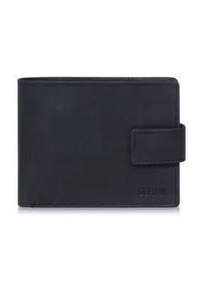 Portfele - Mały czarny skórzany portfel męski - grafika 1