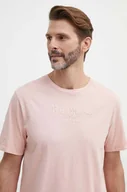 Koszulki męskie - Pepe Jeans t-shirt bawełniany męski kolor różowy z aplikacją - miniaturka - grafika 1