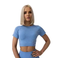Koszulki sportowe damskie - Koszulka damska GymBeam FLO CropTop Blue M - miniaturka - grafika 1