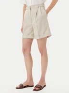 Spodenki damskie - Tommy Hilfiger Szorty materiałowe WW0WW44767 Beżowy Regular Fit - miniaturka - grafika 1