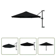 Parasole ogrodowe - The Living Store Parasol ścienny na metalowym słupku - 300 cm - czarny - Parasol - miniaturka - grafika 1