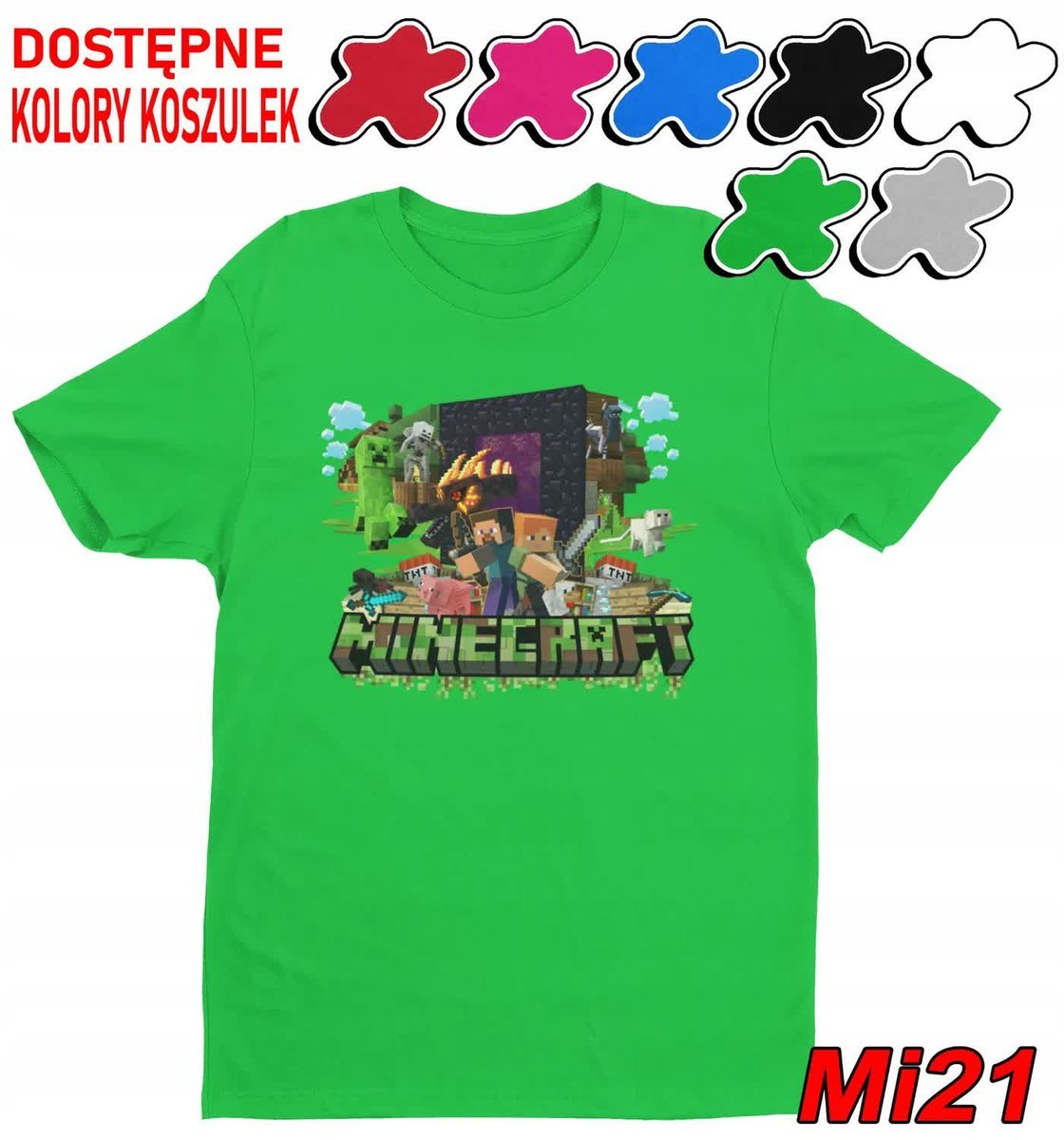 Koszulka Dziecięca Z Nadrukiem Dla Fana Mainkraft Gry Wzory -L 146-152
