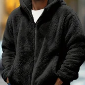 Inne - TEMU Męska Kurtka z Kapturem w Rozmiarze z Podszewką z - Wiatroszczelna, Jednolity z Zapięciem na Zamek na Jesień/Zimę, ROZMIAR - miniaturka - grafika 1