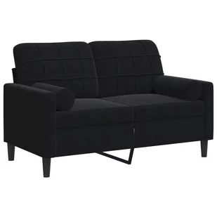 vidaXL 2-osobowa sofa z poduszkami, czarna, 120 cm, aksamit - Sofy i kanapy - miniaturka - grafika 1