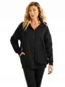 Bluzy damskie - Guess Czarna Bluza z Kapturem z Lamówką i Nadrukiem S Gxa - GUESS - miniaturka - grafika 1