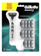 Maszynki do golenia i wkłady - Gillette maszynka do golenia męska Mach3 + 11 głowic - miniaturka - grafika 1