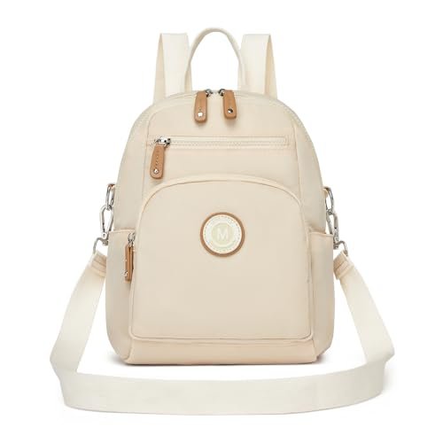 Miss Lulu Średni plecak damski, wodoodporny antykradzieżowy plecak damski 8 kieszeni, plecaki Regulowany pasek na ramię/podwójne ramię, podróże i turystyka, Beżowy, M, Casual