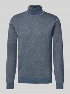 Sweter z wywijanym kołnierzem i detalem z logo - Swetry męskie - miniaturka - grafika 1