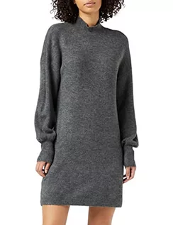 Sukienki - VERO MODA Damska sukienka Vmlefile Ls Highneck Dress Noos, Medium Grey Melange, XS - grafika 1