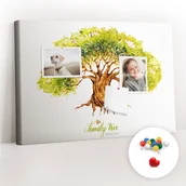 Tablice i flipcharty - Szkolna Tablica korkowa 60x40 cm, Kolorowe Pinezki, wzór Drzewo rodzinne - miniaturka - grafika 1