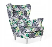 Fotele - Fotel Uszak CZERŃ BIEL ZIELEŃ nowoczesny DOM SALON - miniaturka - grafika 1