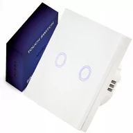 Wyłączniki światła i elektryczne - LUMENIX WŁACZNIK ŚCIENNY ŚWIATŁA BIANKA - DOTYKOWY SZKLANY PODWÓJNY BIAŁY WS-BIANKA-03 - miniaturka - grafika 1