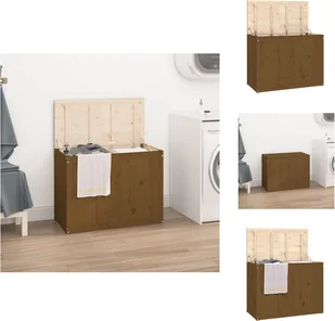 vidaXL Kosz na pranie miodowy brąz 88,5x44x66 cm lite drewno sosnowe - Kosze na pranie - Kosze na bieliznę - miniaturka - grafika 1