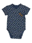 Body dla niemowląt - Niemowlęce body bawełniane z krótkim rękawem kwiatki granatowe Nicol,r.62 - miniaturka - grafika 1