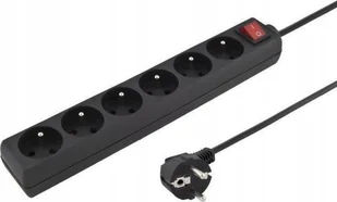 PremiumCord PREMIUMCORD Prodlužovací přívod 230V 5m 6 zásuvek + vypínač, černý - Kable komputerowe i do monitorów - miniaturka - grafika 1