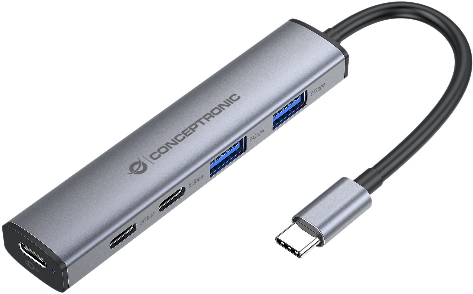 HUB USB Conceptronic Huby i koncentratory USB 3.2 Gen 1 3.1 Gen 1 Type-C 5000 Mbit/s szary HUBBIES22G
