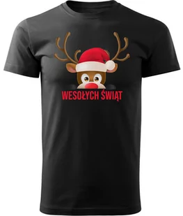 Koszulka Męska Świąteczna Mikołaja Renifer M Y4 - Koszulki męskie - miniaturka - grafika 1