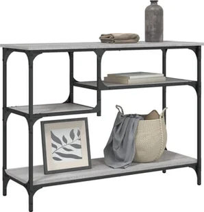 vidaXL Stolik konsolowy z półkami, szary dąb sonoma, 100x35x75 cm - Konsole i sekretarzyki - miniaturka - grafika 1
