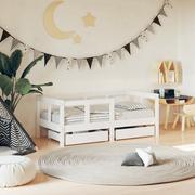 Łóżeczka i kojce - Rama łóżka dziecięcego z szufladami, biała, 70x140 cm, sosnowa Lumarko! - miniaturka - grafika 1