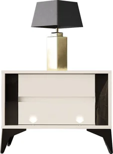 MEGSTYL SZAFKA NOCNA 61CM Z 2 SZUFLADAMI NA CZARNYCH NÓŻKACH - EVEL 4 biały mat - biały połysk - Szafki nocne - miniaturka - grafika 1