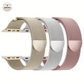 Inne - TEMU Zestaw 3 Siateczkowych Metalowych Pasków do iWatch 38mm 40mm 41mm 42mm 44mm 45mm 46mm 49mm, Magnetyczny Pasek ze Stali Nierdzewnej dla Serii - miniaturka - grafika 1