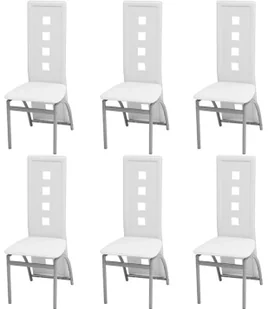 Zestaw 6 białych metalowych krzeseł tapicerowanych - Romja - Krzesła - miniaturka - grafika 1