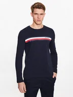 Koszulki męskie - Tommy Hilfiger Longsleeve Monotype Chest Stripe MW0MW32366 Granatowy Slim Fit - miniaturka - grafika 1