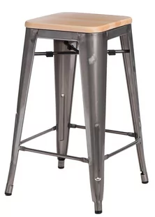 Hoker Niort Wood 65Cm Metal Sosna Natura - Taborety i hokery - miniaturka - grafika 1
