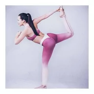 Legginsy - Sportowe Legginsy Fitness Trening Różowo Białe L LEG12L - miniaturka - grafika 1