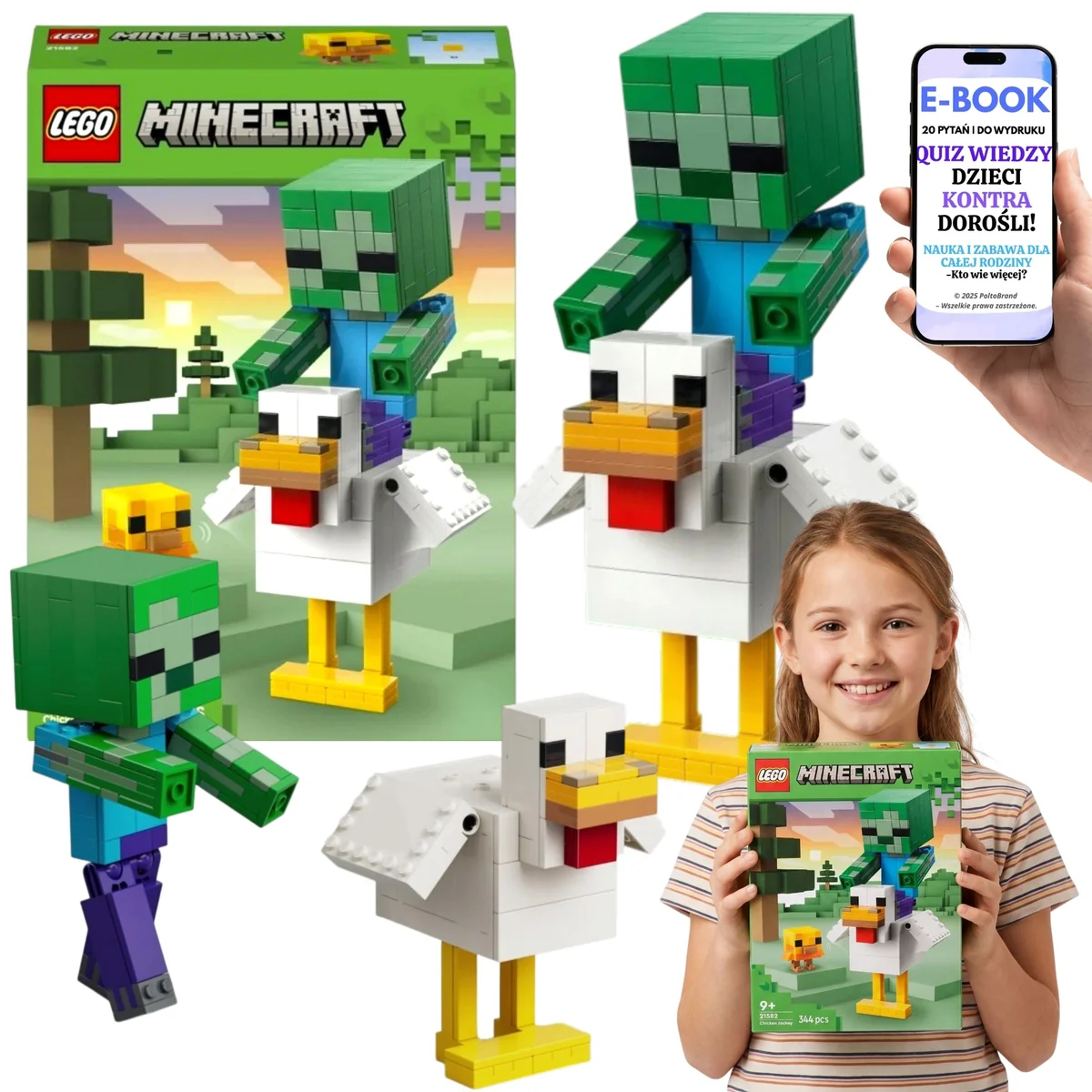 LEGO Minecraft Figurki Ruchome Kura Zwierzęta na Prezent dla Gracza 21582