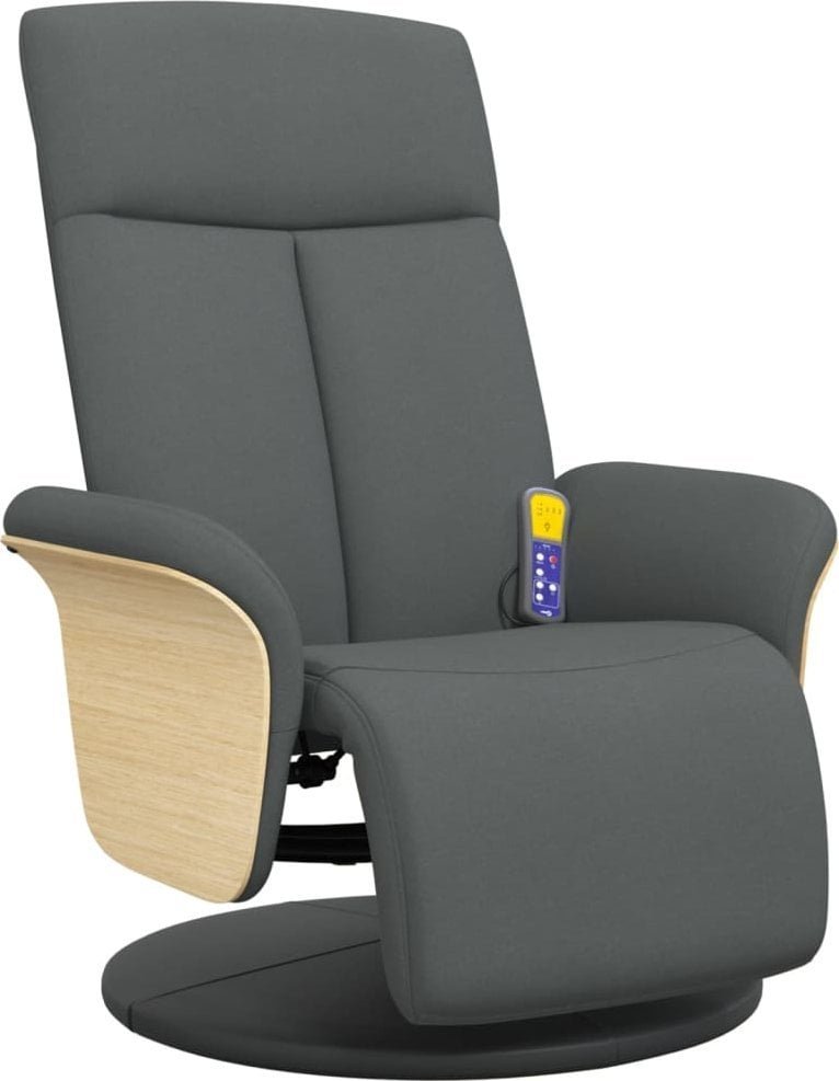 Rozkładany fotel z podnóżkiem, ciemnoszary, tkanina