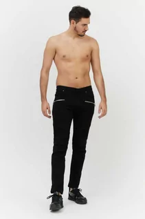 Spodnie męskie - BALMAIN - Czarne jeansy męskie ze srebrnym logo - grafika 1