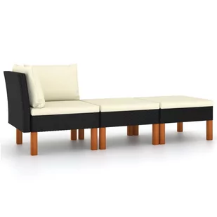 vidaXL 3-cz zestaw wypoczynkowy do ogrodu rattan PE i eukaliptus 315769 - Meble ogrodowe - miniaturka - grafika 1
