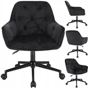 Fotele i krzesła biurowe - Fotel biurowy, welur, obrotowe krzesło, Largo, czarne - miniaturka - grafika 1