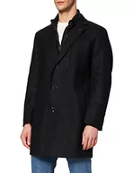Płaszcze męskie - Bugatti Męski płaszcz wełniany Mantel, czarny, 44, Czarny, 54 - miniaturka - grafika 1