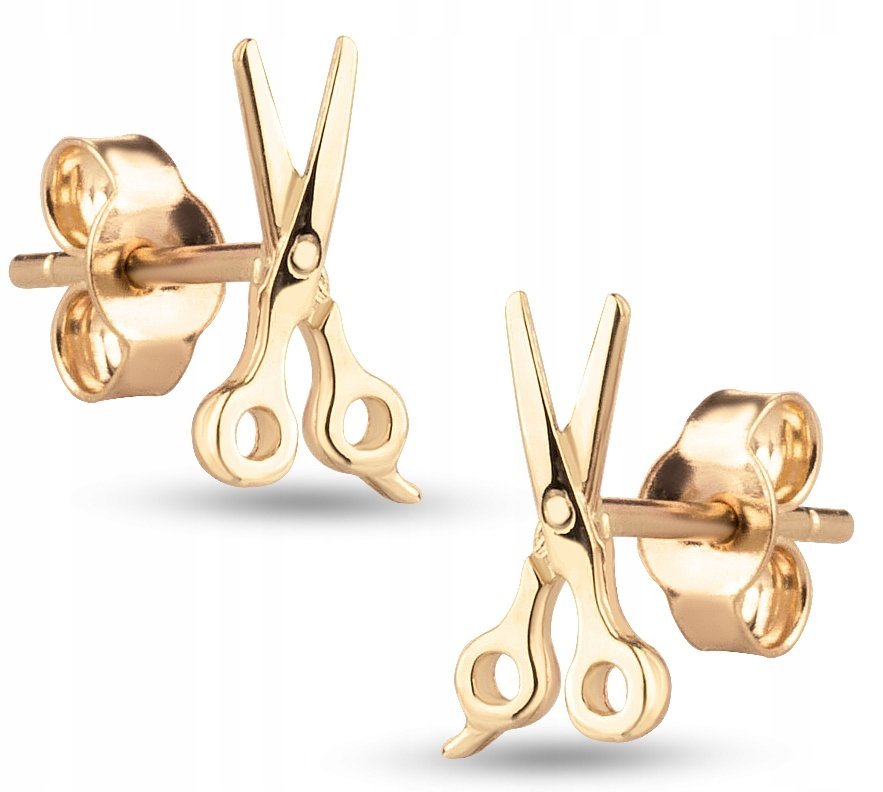 ZŁOTE KOLCZYKI NA SZTYFT NOŻYCZKI NOŻYCE 333