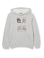 Bluzy dla chłopców - United Colors of Benetton Chłopięca bluza z kapturem z długim rękawem, szary melanż 501, 150 - miniaturka - grafika 1