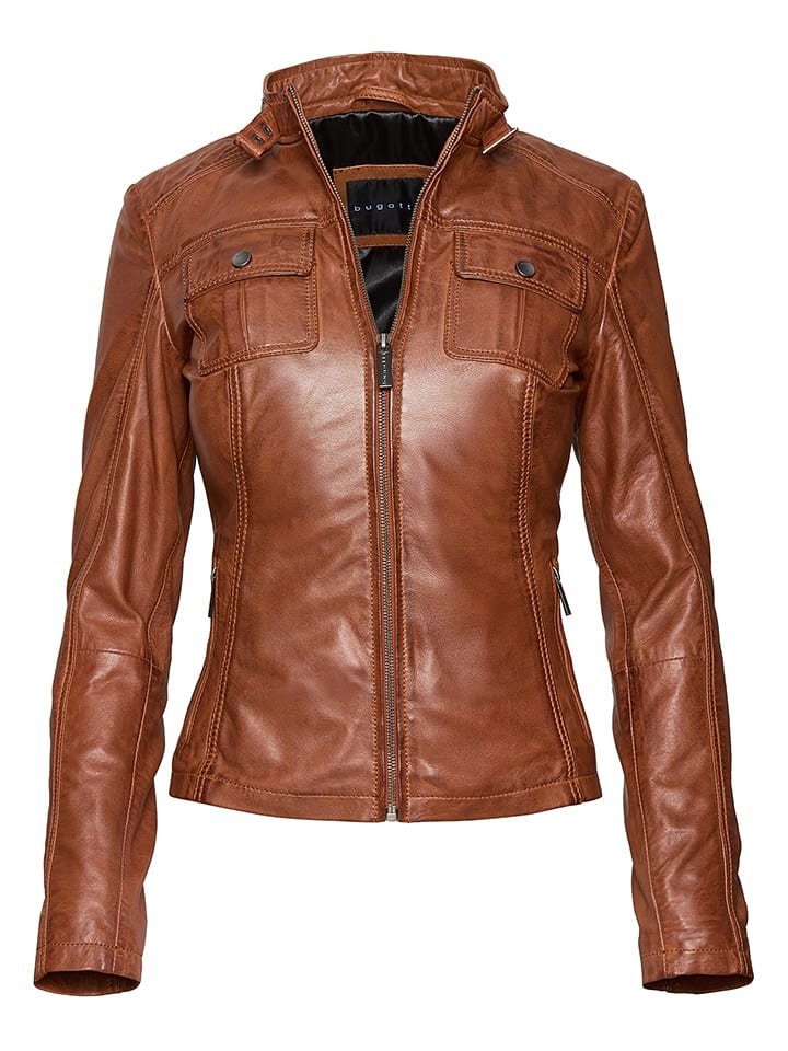 Bugatti Skórzana kurtka w kolorze jasnobrązowym