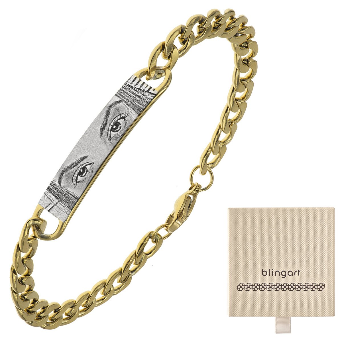 Bransoletka z grawerem pozłacana pancerka