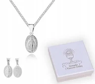 Biżuteria dla dzieci - KOMUNIA Cudowny Medalik Srebrny łańcuszek z medalikiem 45 cm MEDALIK LM39X - miniaturka - grafika 1