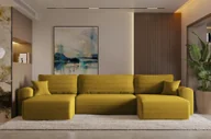 Narożniki - Sofa w kształcie U CAPRI narożnik tkanina Poso żółty - miniaturka - grafika 1