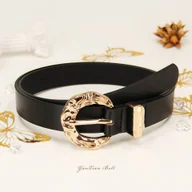 Paski - TEMU Elektryczny Pasek Damski z Złotą Klamrą - Stylowe Opcje w Kolorach Czarnym, Brązowym i Czerwonym do Spodni, Jeansów, Płaszczy i Sukienek - - miniaturka - grafika 1