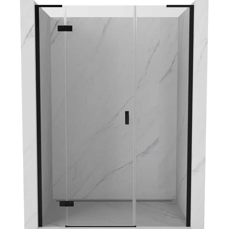 Mexen Mist-H L drzwi prysznicowe uchylne lewe 140 cm, transparent, czarne - 8A5L-140-001-70-00-L
