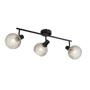 QAZQA Designerski spot czarny z 3-punktowym dymionym szkłem - Chico - Lampy sufitowe - miniaturka - grafika 1