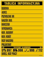 Akcesoria BHP - Budowlana tablica informacyjna 45X65 PŁYTA ŻÓŁTA LIBRES POLSKA SP - miniaturka - grafika 1