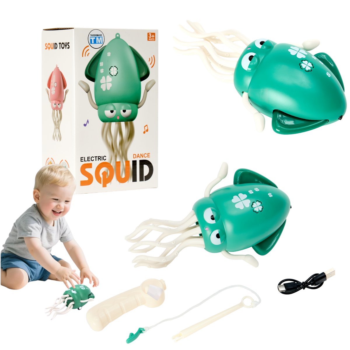 kałamarnica OŚMIORNICA squid indukcyjna INTERAKTYWNA TAŃCZĄCA Z MUZYKĄ ZIELONA