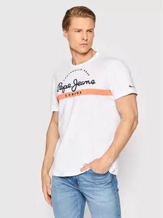 Koszulki męskie - Pepe Jeans T-Shirt Abrel PM508216 Biały Regular Fit - grafika 1
