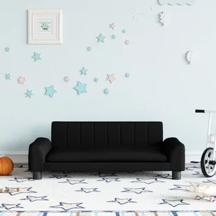vidaXL Sofa dla dzieci, czarna, 90x53x30 cm, obita tkaniną - Meble do sypialni - miniaturka - grafika 1