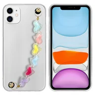 Etui i futerały do telefonów - Pokrowiec Do Apple iPhone 11 Etui w Przezroczyste z kolorowymi serduszkami Obudowa Case Cover TPU Silicone Perły Cadorabo - miniaturka - grafika 1